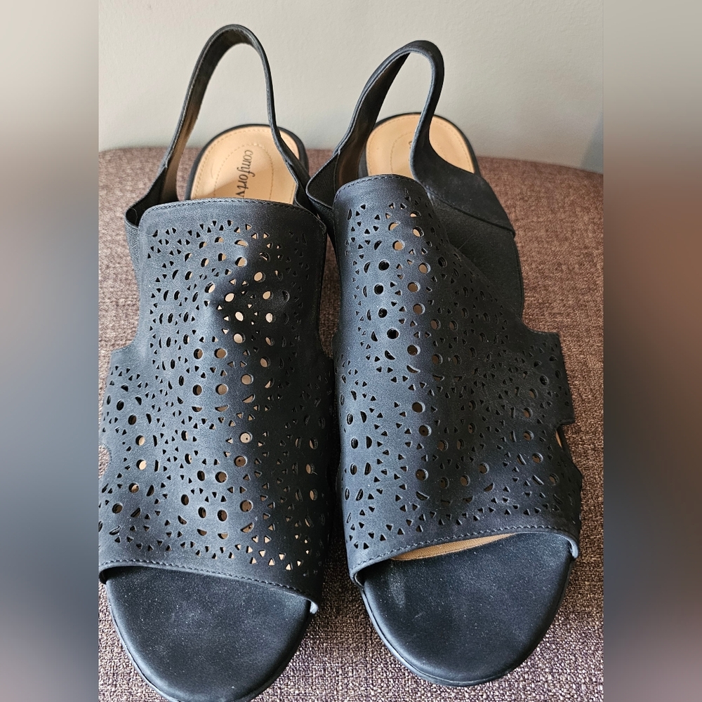 Comfort View Women's Black Open Toe Sandal - Womens 12
